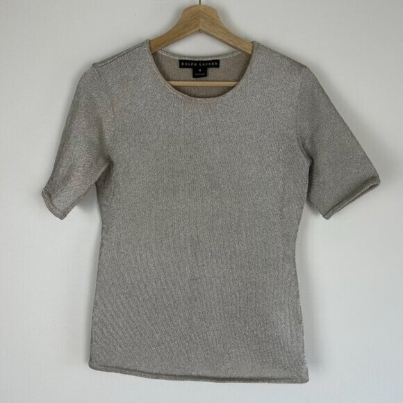 Vintage Ralph Lauren Black Label Metallic T-shirt - M - Picture 1 of 5